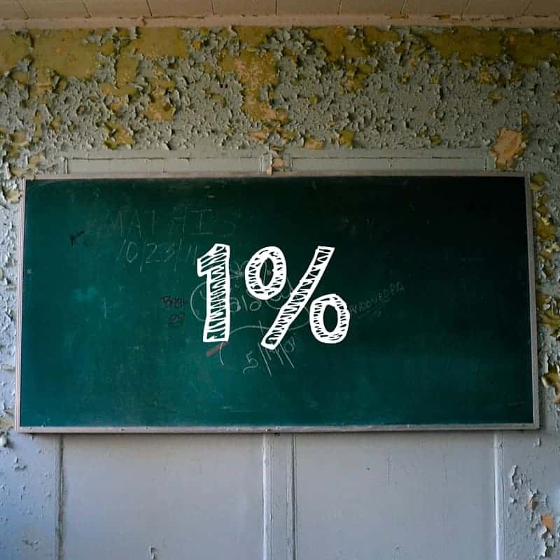 1% written on a chalkboard