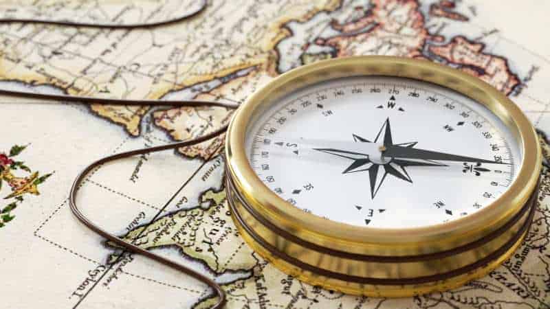Compass on a map